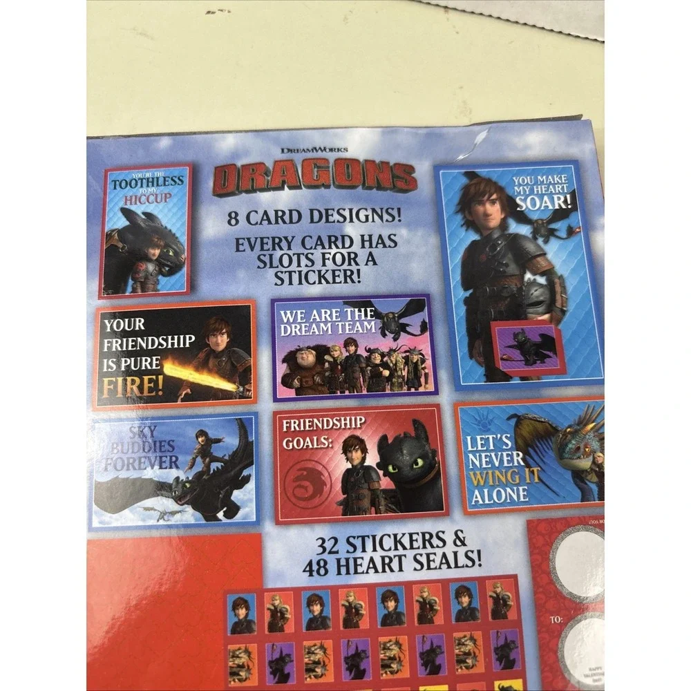 How To Train Your Dragon Valentine's Day 32 Cards/Stickers 48 Heart Seals Movie